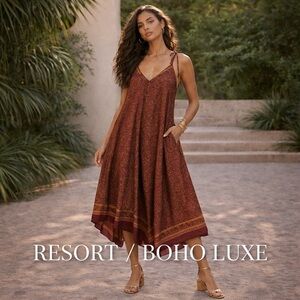 Baizaar 100% Silk Paisley Midi Handkerchief Romper Made in India Size Large